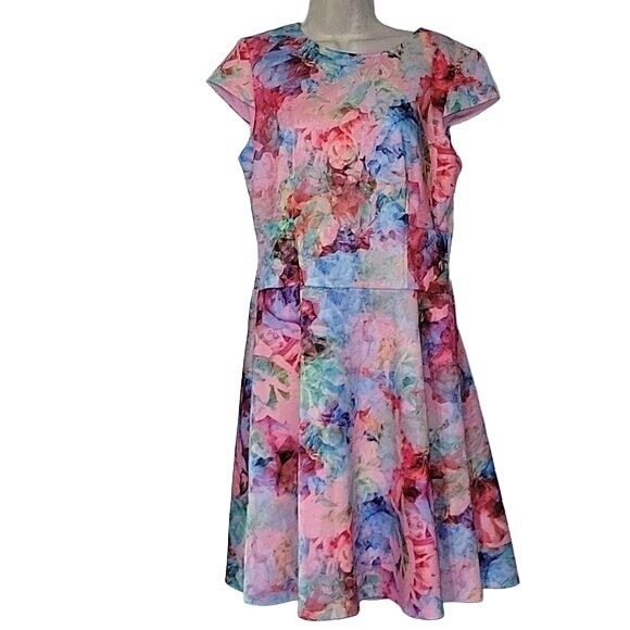 Floral Print Fit‎ and Flare Dress Colorful Party Cocktail Size Unknown - Picture 1 of 6